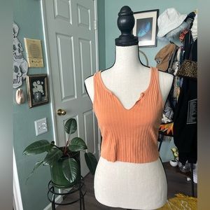 TOPSHOP cropped stylish v neck tank top ; Autumn orange 🍊